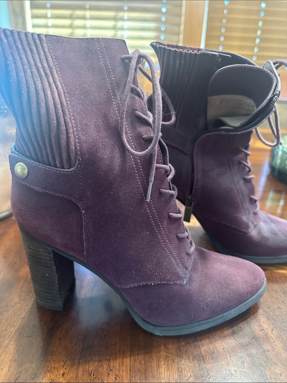 Michael Kors Plum Suede Lace-Up Ankle Boots